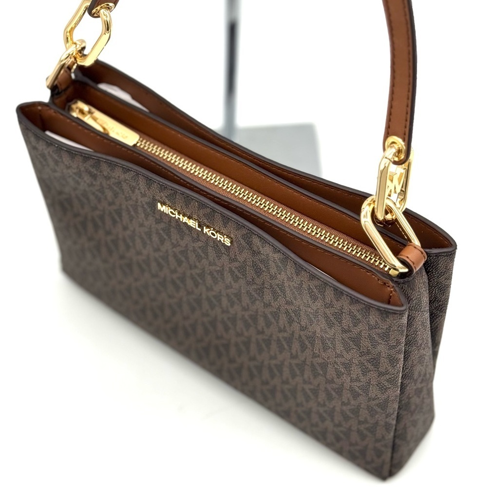 Michael Kors Trisha Triple Compartment Crossbody Bag & Bifold Zip Chain Wallet - Picture 6 of 13